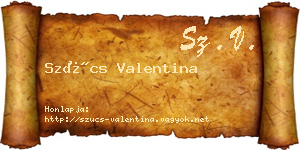 Szűcs Valentina névjegykártya