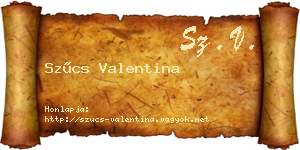 Szűcs Valentina névjegykártya